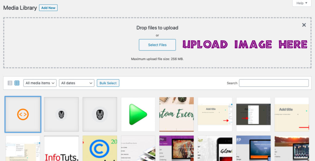 upload bullet image in media library